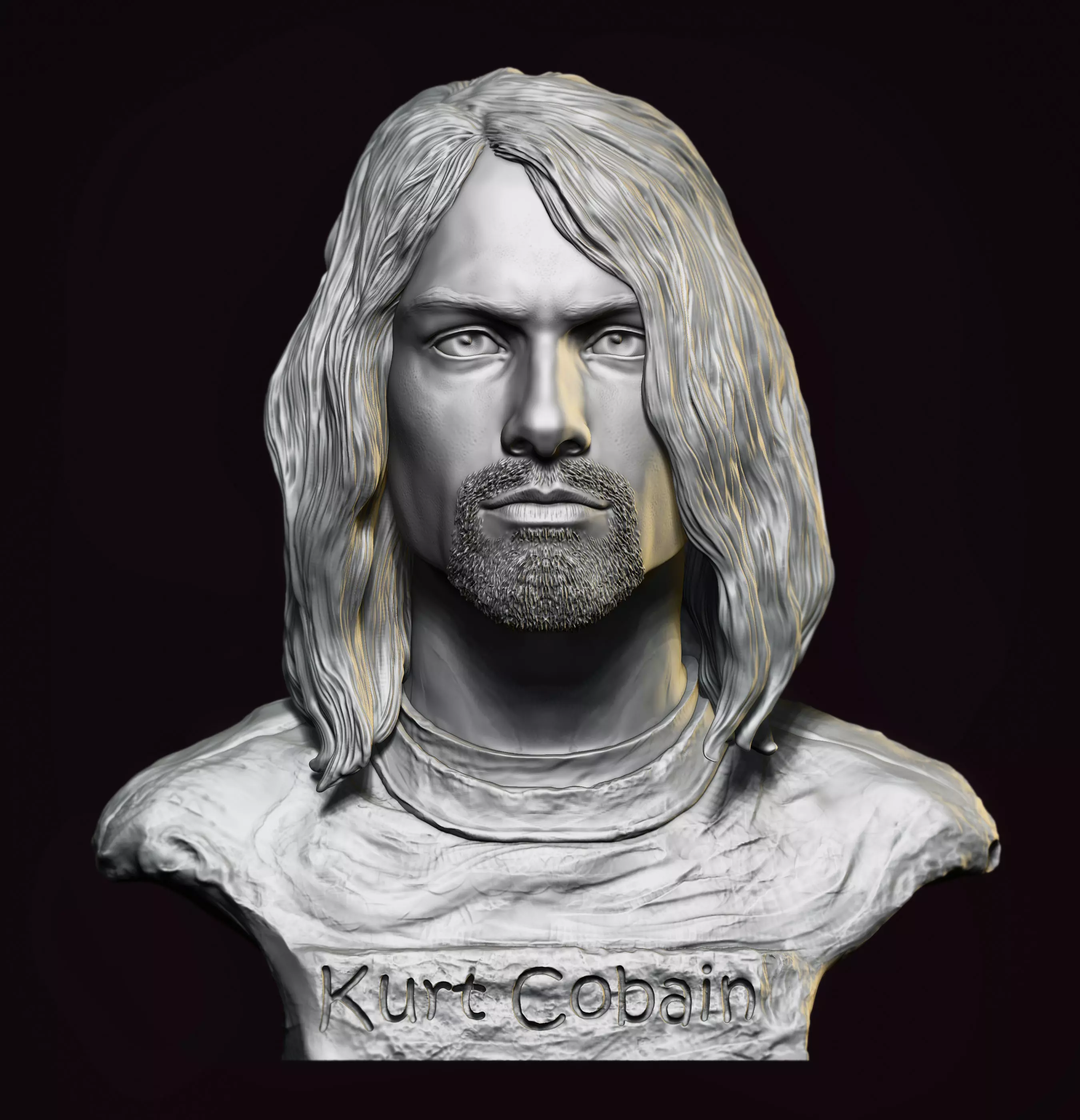 Kurt Cobain portrait 3D print model_0
