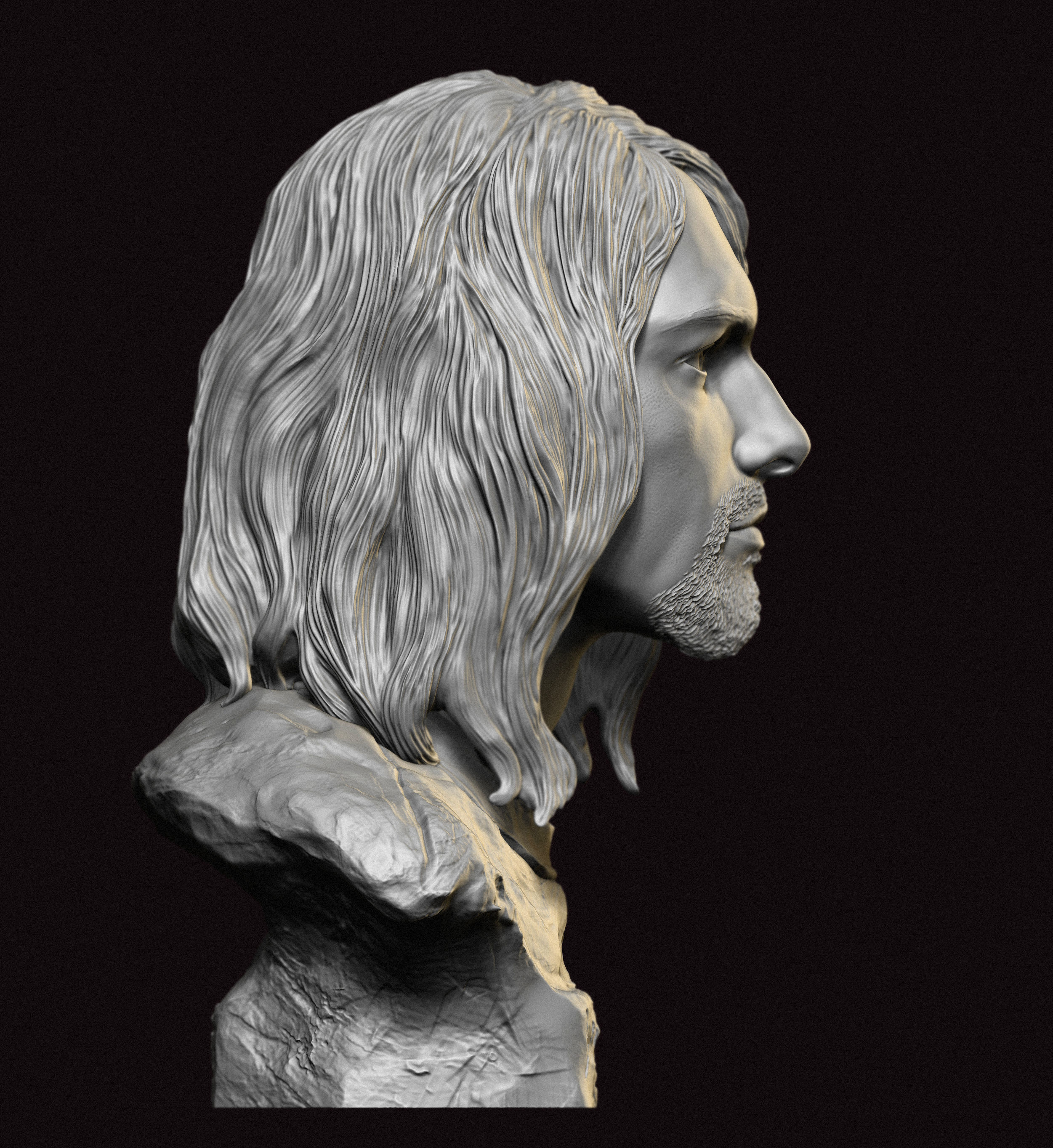 Kurt Cobain portrait 3D print model_5