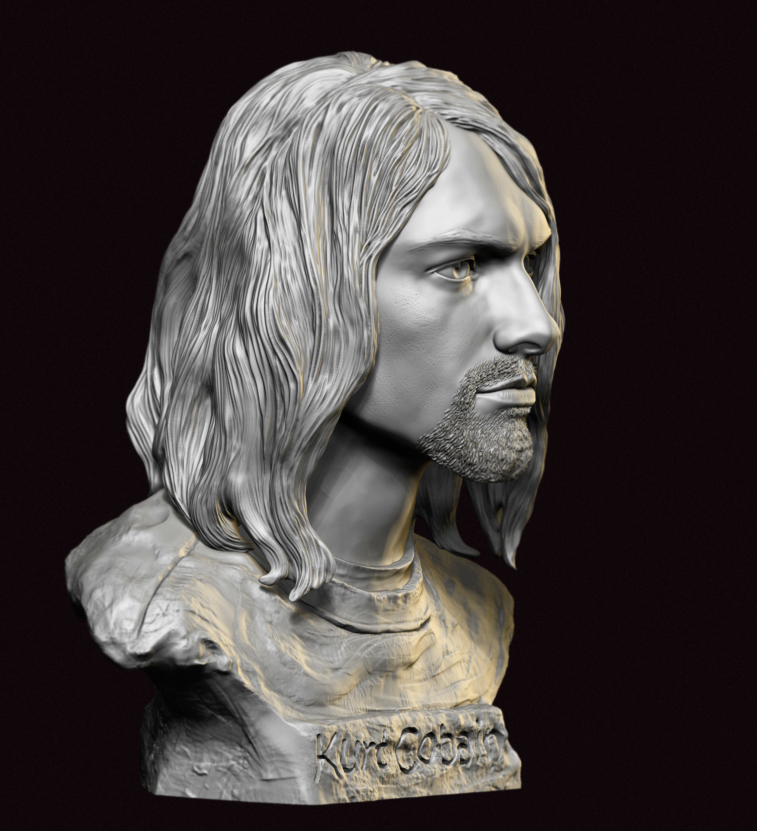 Kurt Cobain portrait 3D print model_1