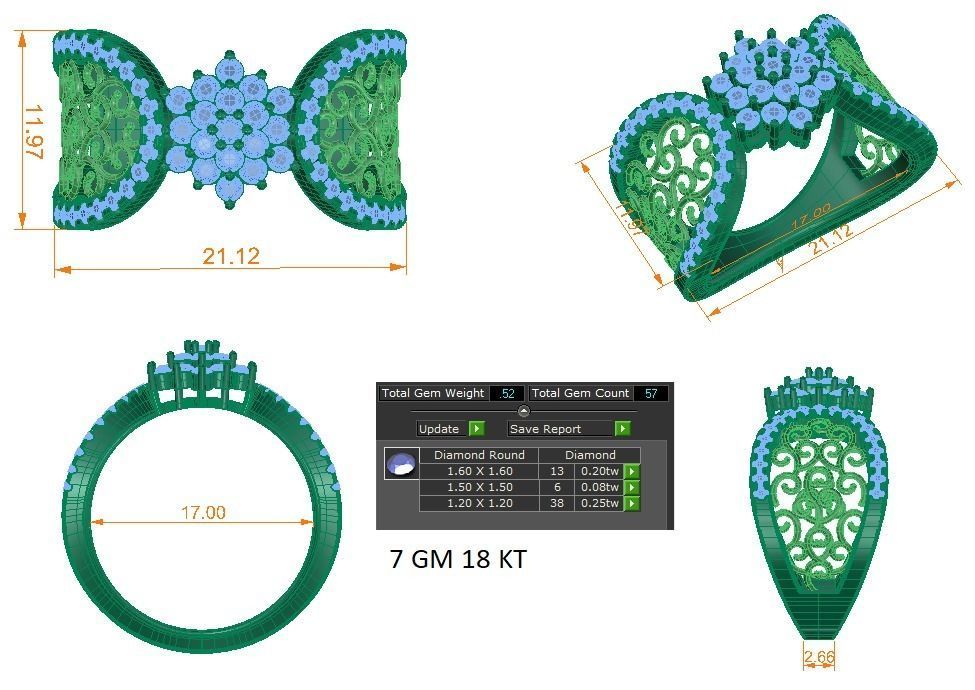 High Jewelry Cocktail Rings 3dm stl render-1 details 3D print model_1
