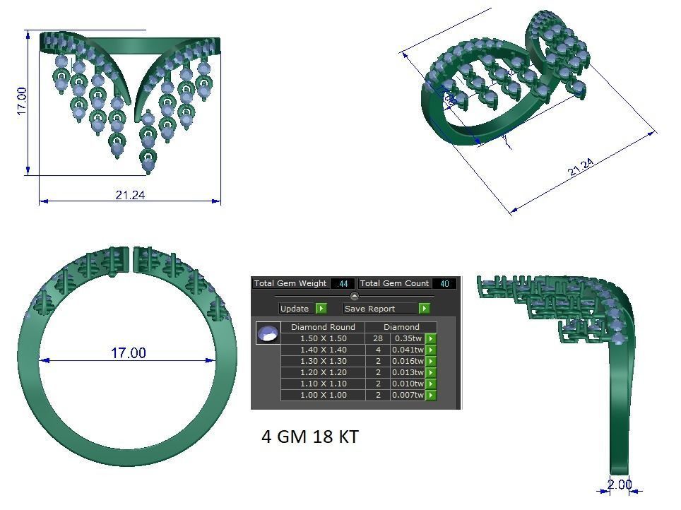 High Jewelry Cocktail Rings 3dm stl render-1 details 3D print model_1
