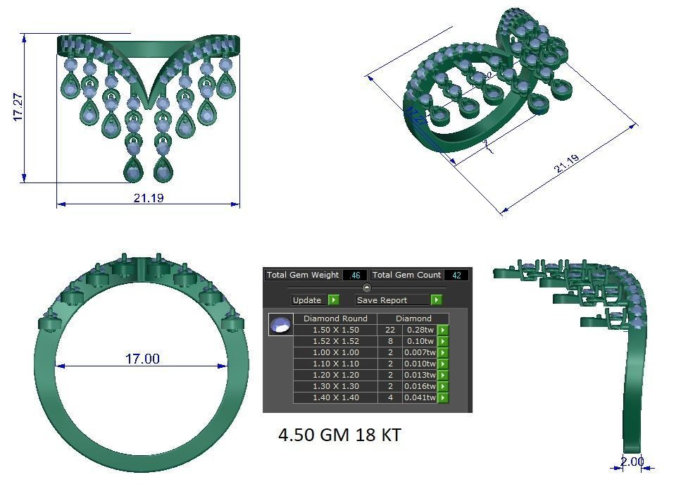 High Jewelry Cocktail Rings 3dm stl render-1 details 3D print model_1