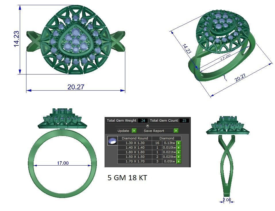 High Jewelry Cocktail Rings 3dm stl render-1 details 3D print model_1