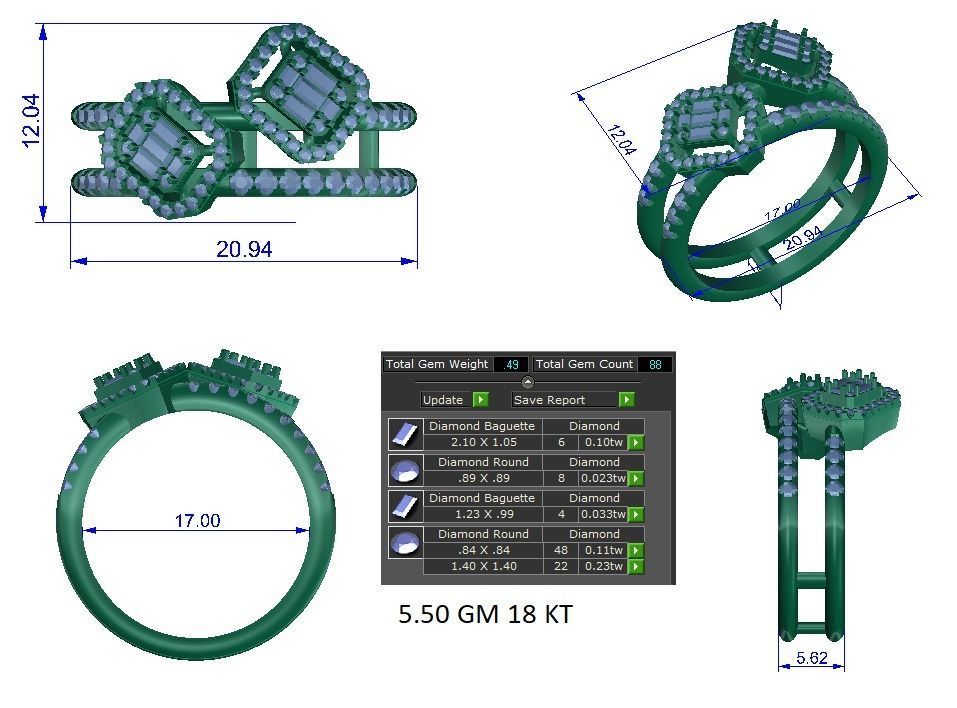 High Jewelry Cocktail Rings 3dm stl render-1 details 3D print model_1