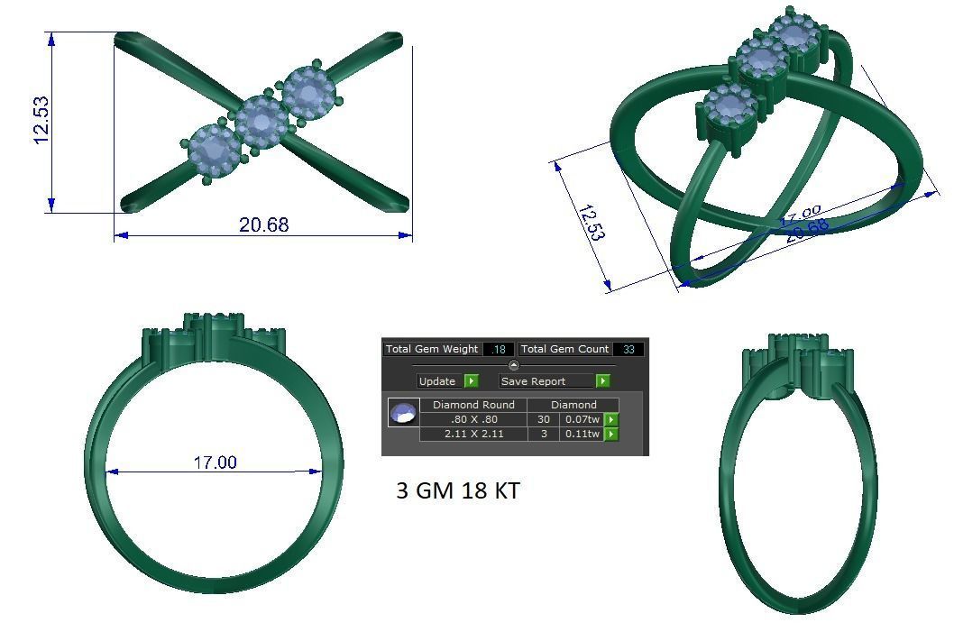 High Jewelry Cocktail Rings 3dm stl render-1 details 3D print model_1