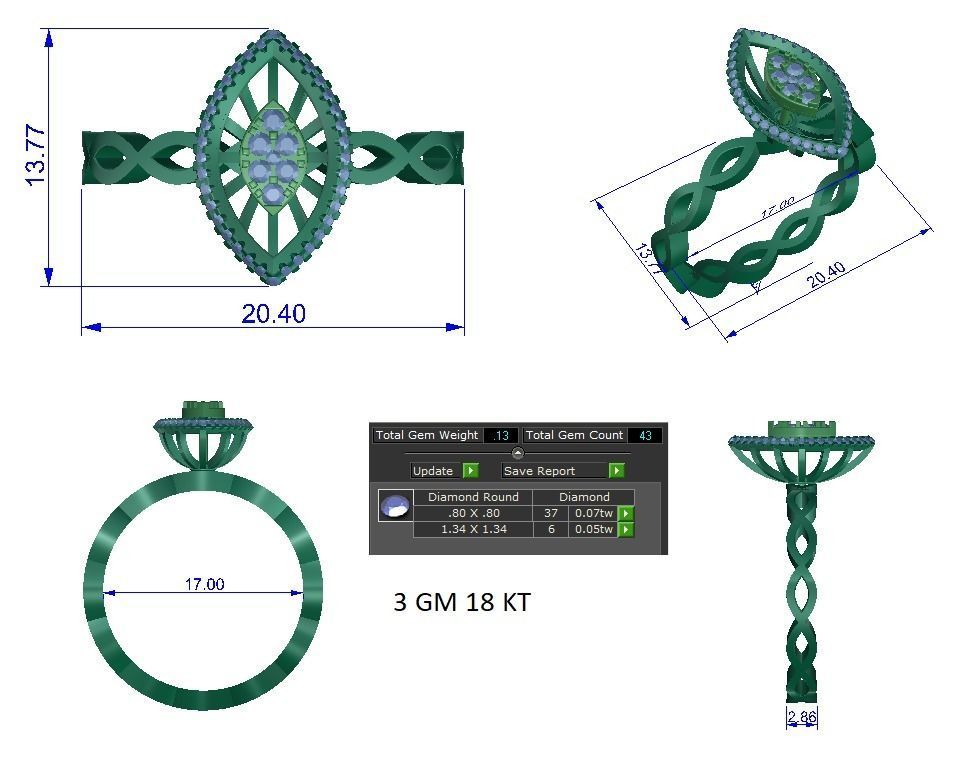 High Jewelry Cocktail Rings 3dm stl render-1 details 3D print model_1