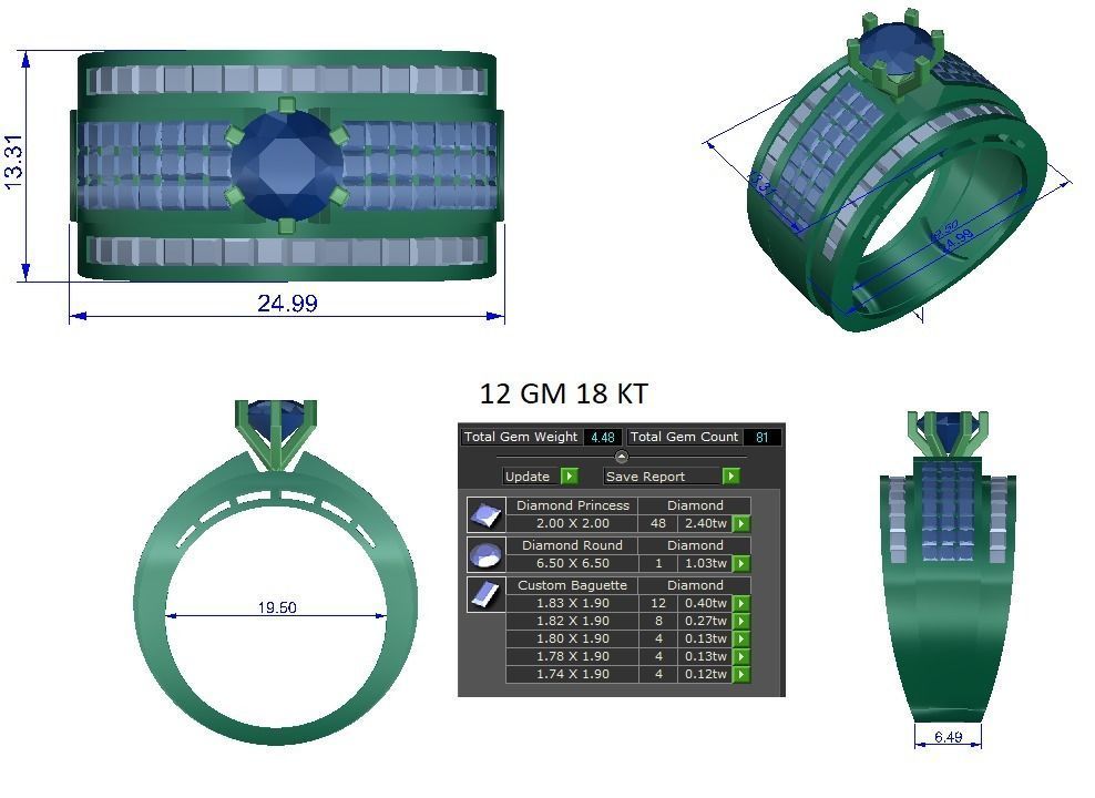 High Jewelry Cocktail Rings 3dm stl render-1 details 3D print model_1