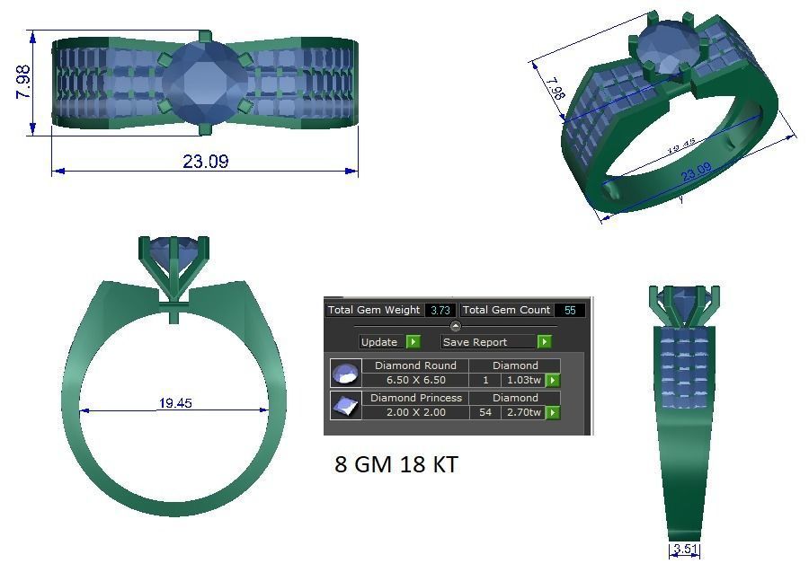 High Jewelry Cocktail Rings 3dm stl render-1 details 3D print model_1