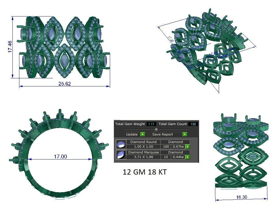 High Jewelry Cocktail Rings 3dm stl render-1 details 3D print model_1
