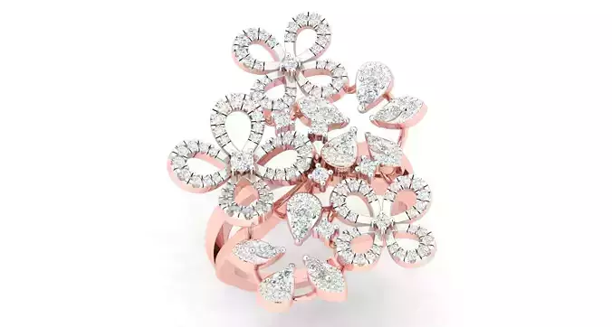 High Jewelry Cocktail Rings 3dm stl render-1 details