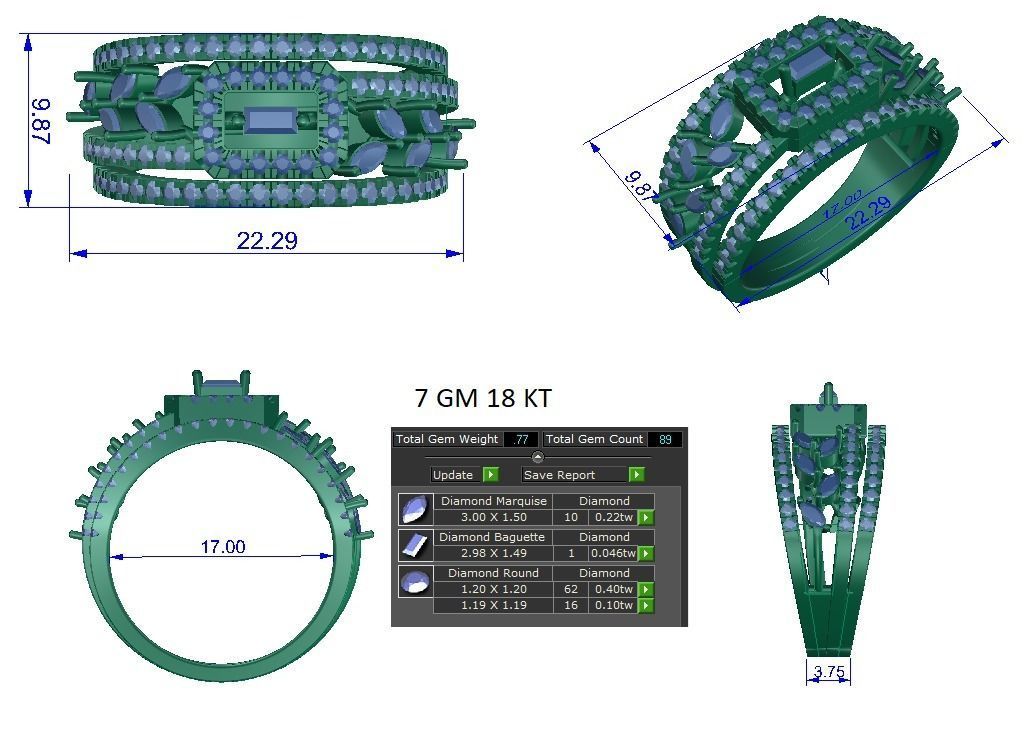 High Jewelry Cocktail Rings 3dm stl render-1 details 3D print model_1