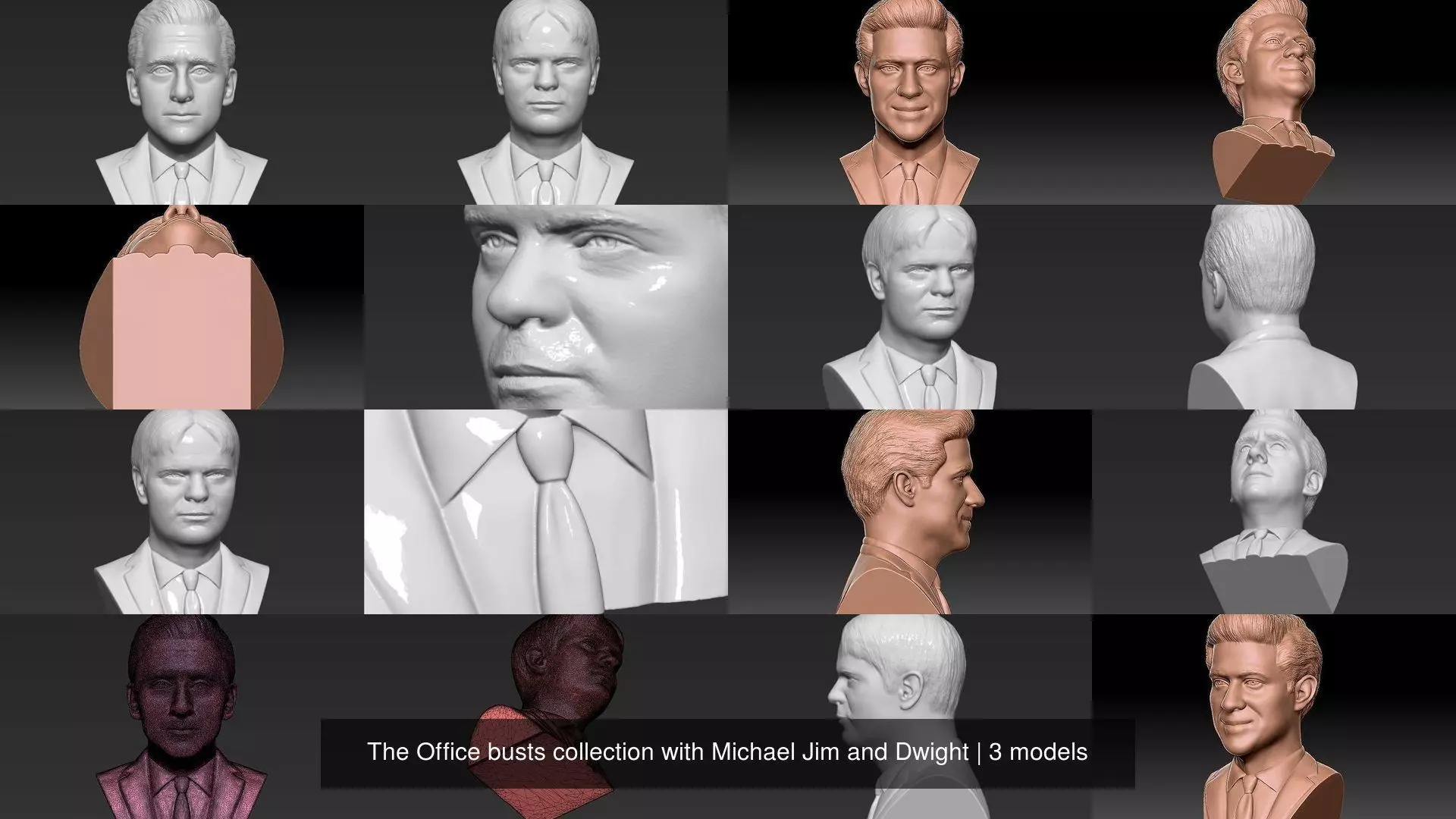 The Office busts collection with Michael Jim and Dwight _1