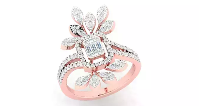 High Jewelry Cocktail Rings 3dm stl render-1 details 3D print model