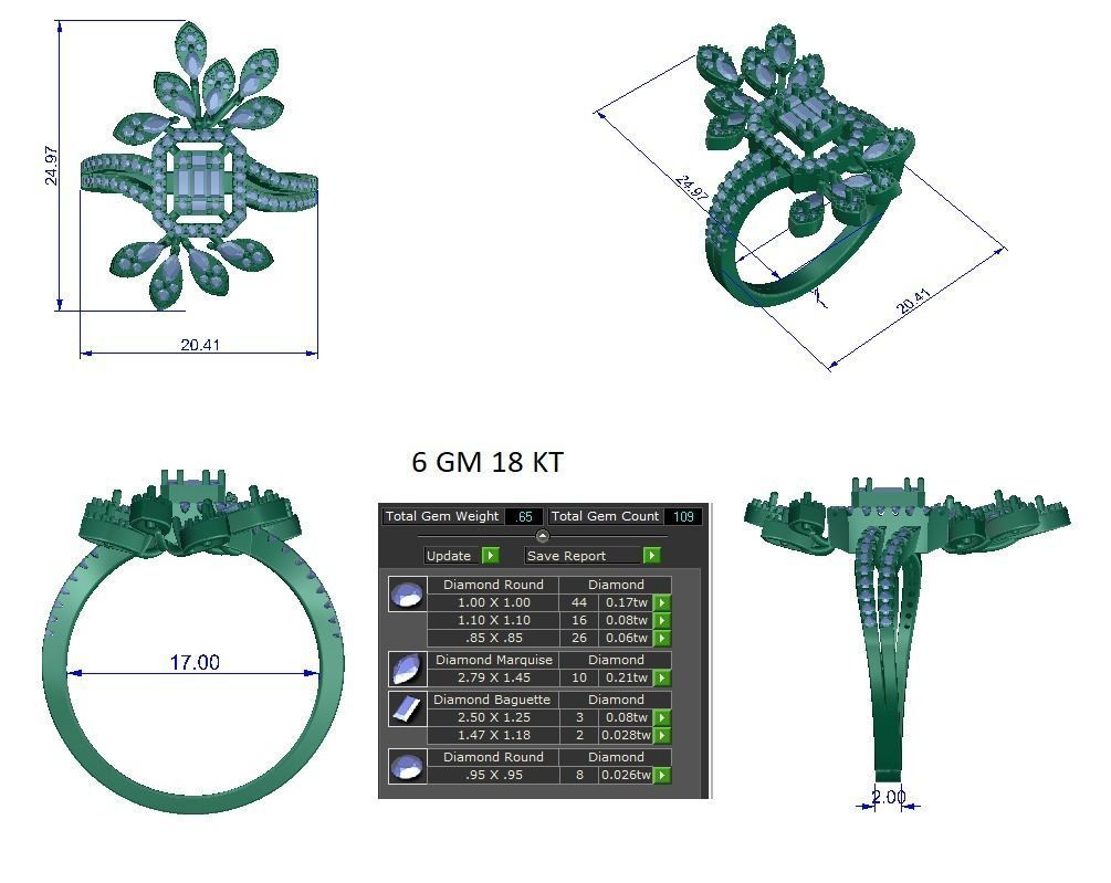 High Jewelry Cocktail Rings 3dm stl render-1 details 3D print model_1