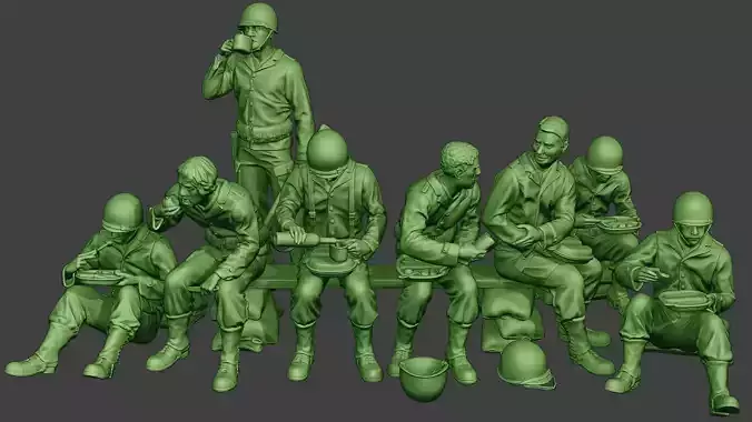 American soldiers ww2 Lunch A13 Pack1 3D Model Collection
