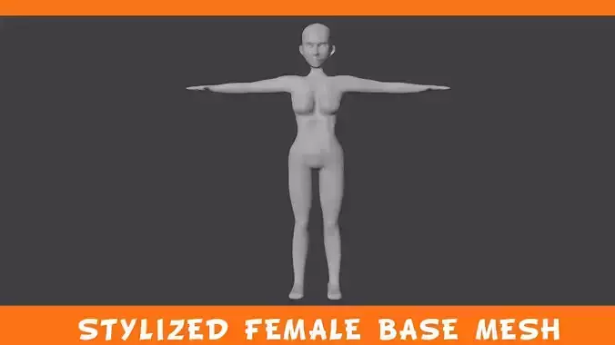 Stylized Female Low-Poly base Body Mesh