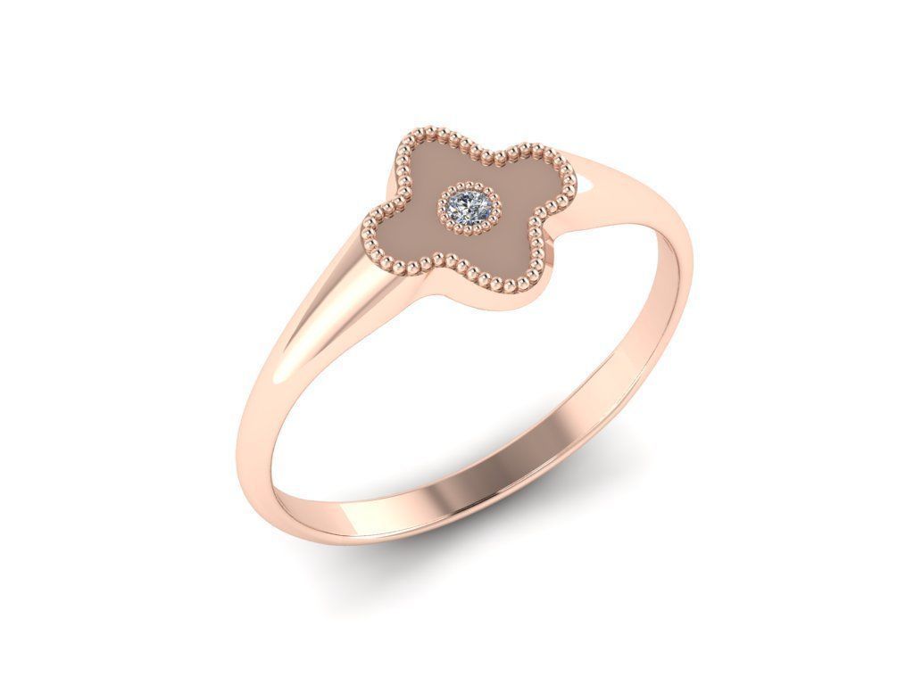 4 leaf clover ring 3D print model_3