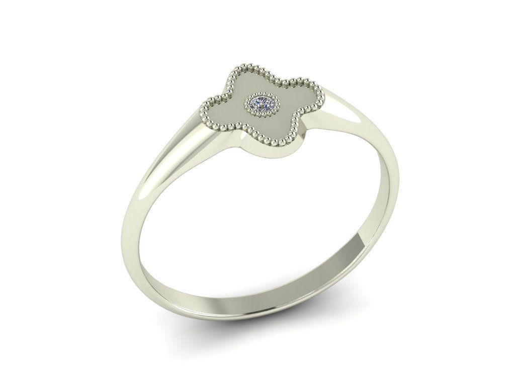 4 leaf clover ring 3D print model_4