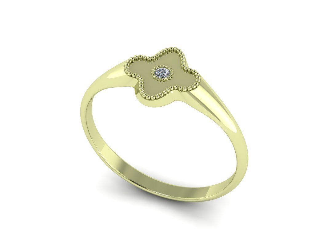 4 leaf clover ring 3D print model_2