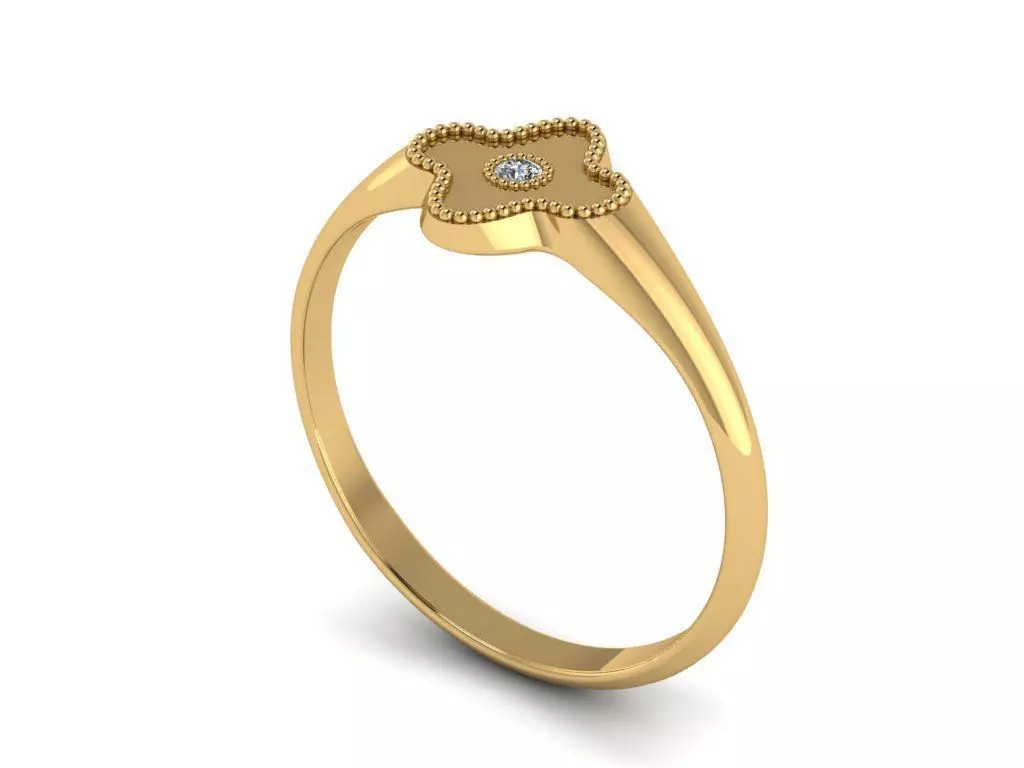 4 leaf clover ring 3D print model_0