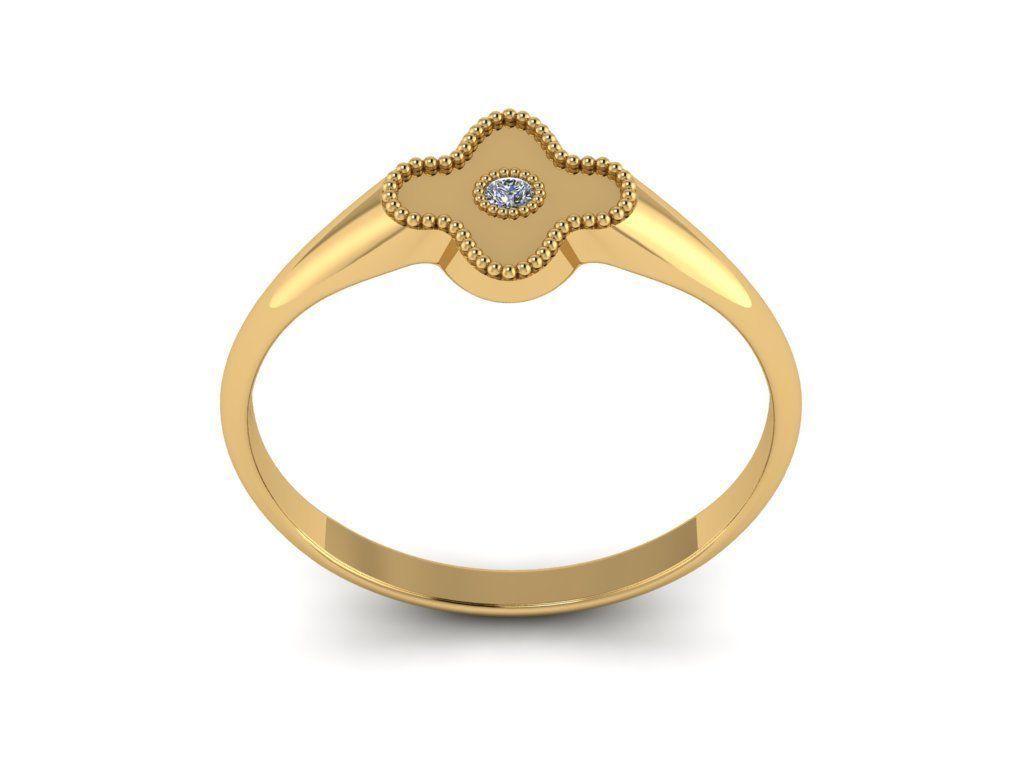 4 leaf clover ring 3D print model_1