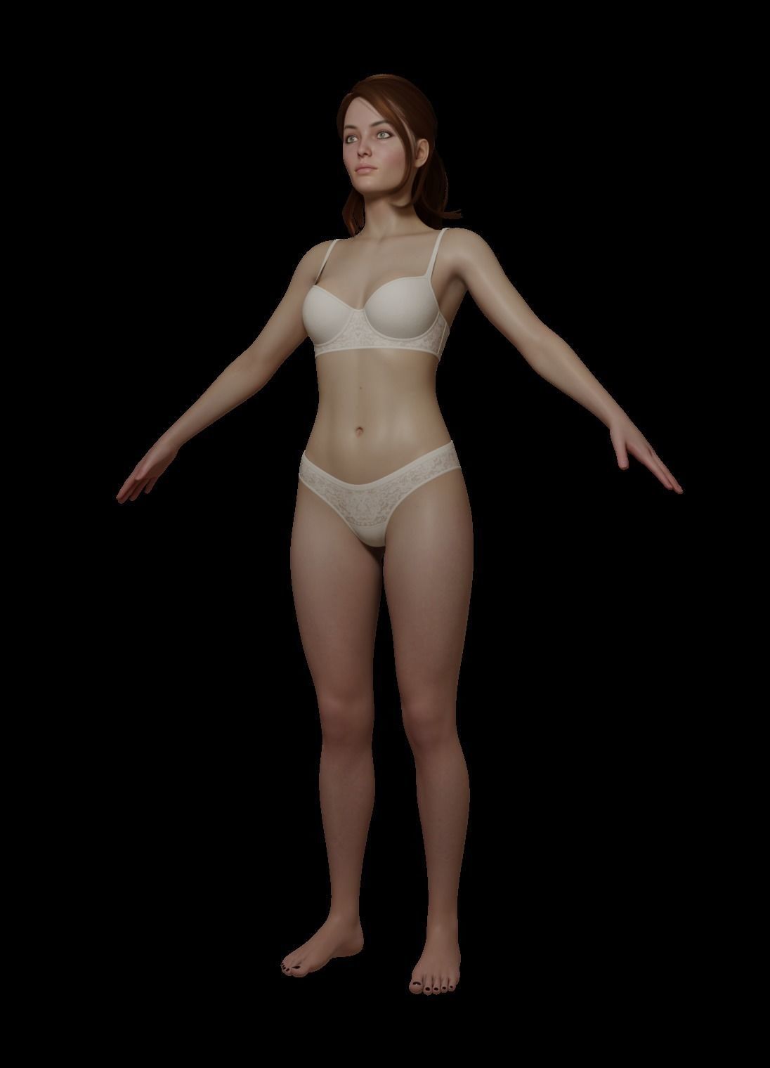 Female woman in bikini Low-poly 3D model_1