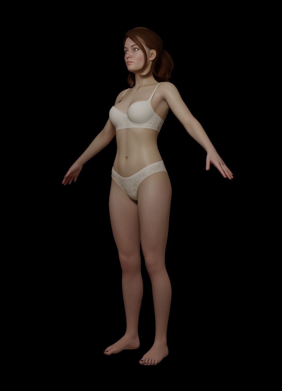 Female woman in bikini Low-poly 3D model_3
