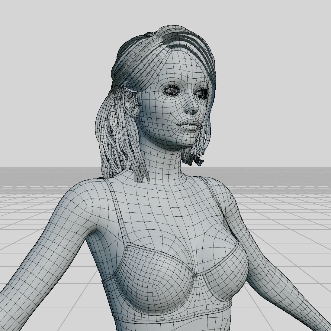 Female woman in bikini Low-poly 3D model_69