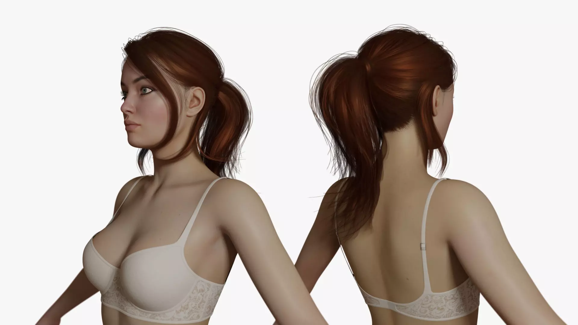 Female woman in bikini Low-poly 3D model_0