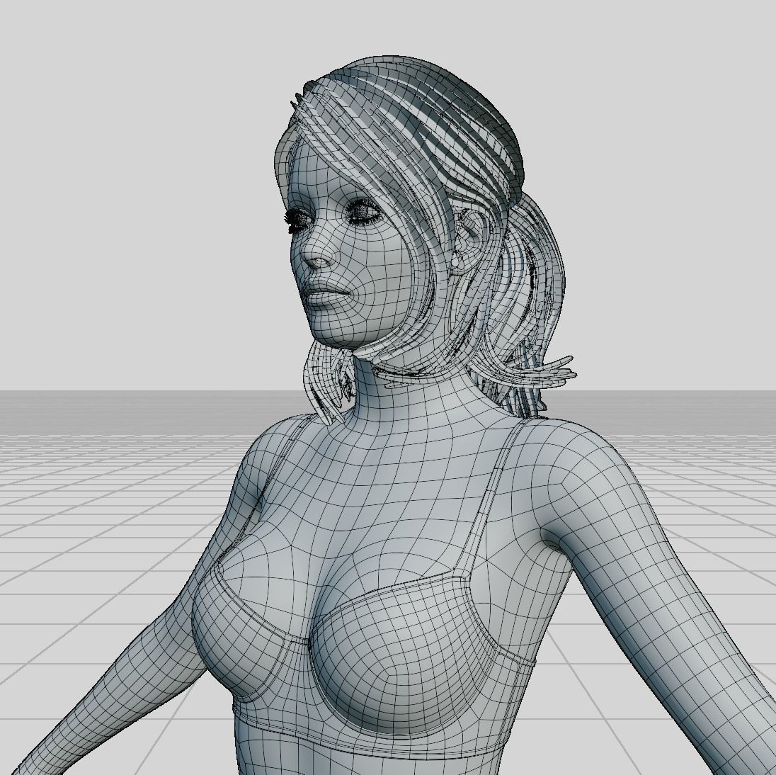 Female woman in bikini Low-poly 3D model_57