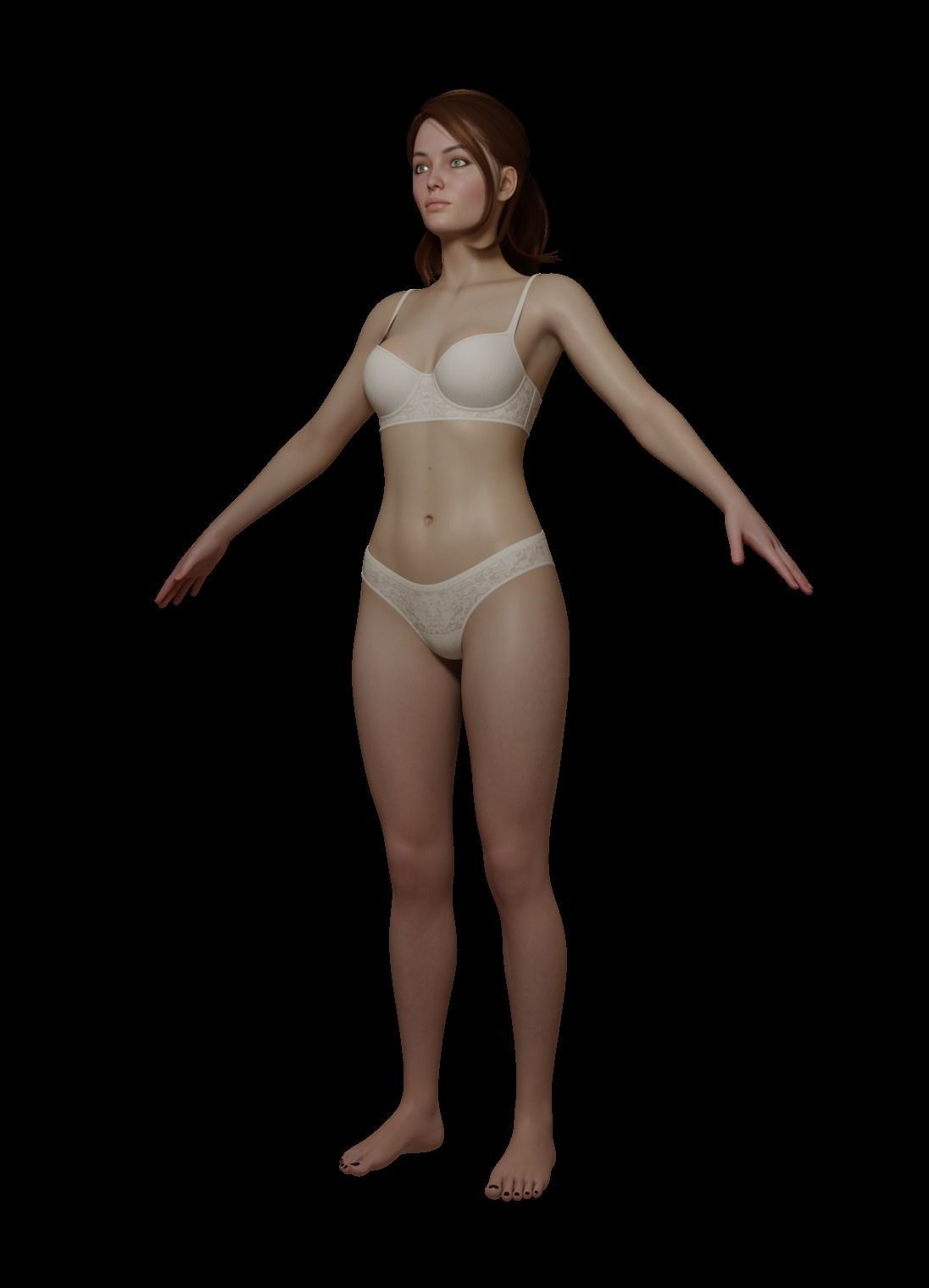 Female woman in bikini Low-poly 3D model_2