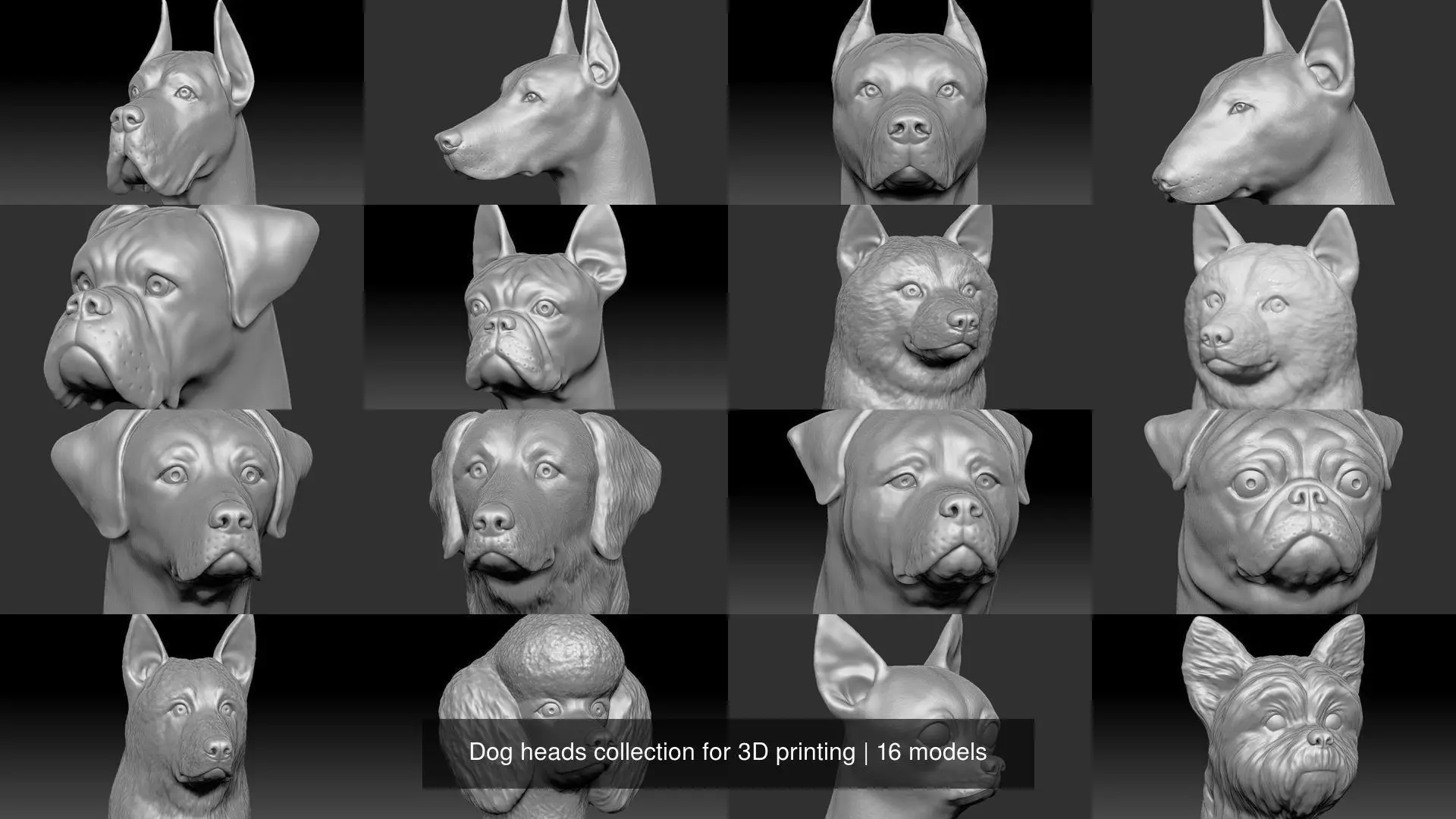 Dog heads collection for 3D printing _0
