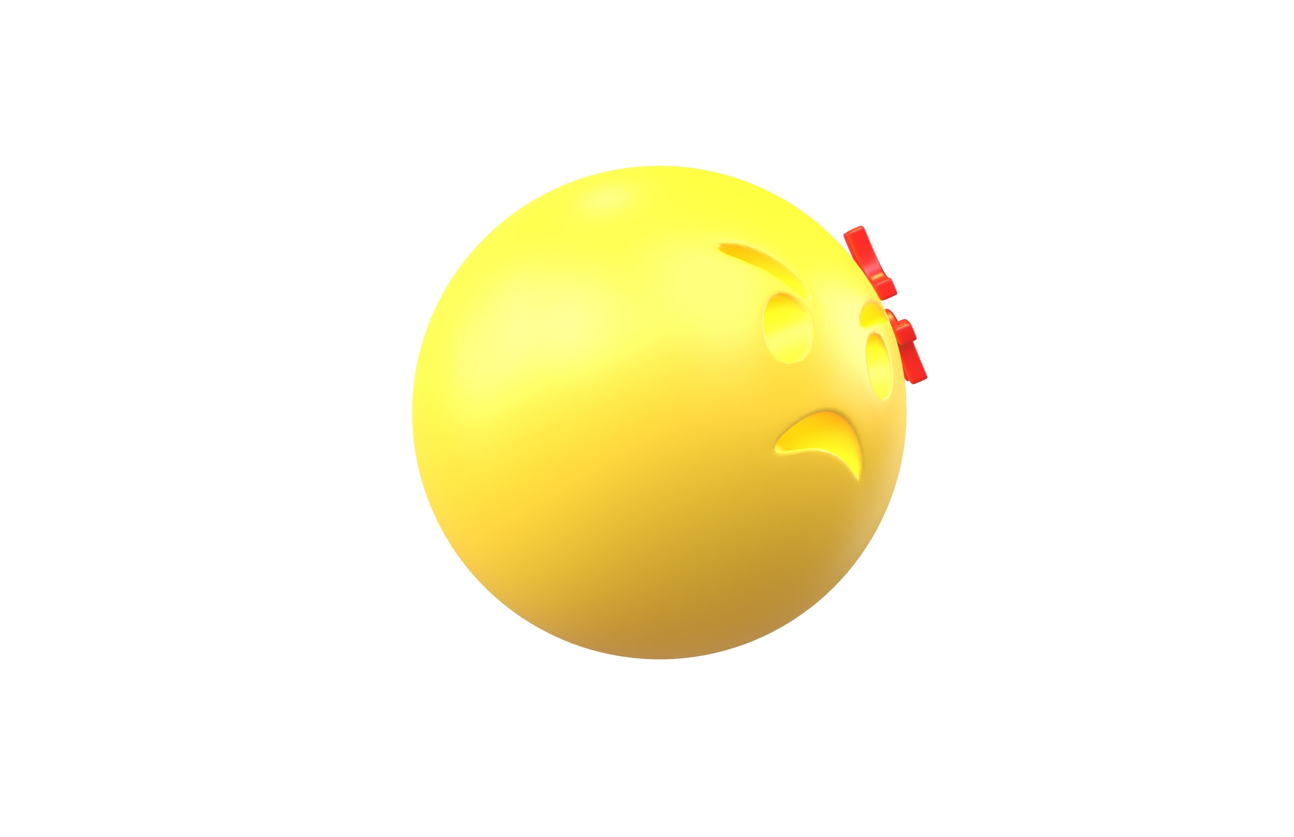 Angry Face With Anger Symbol v1 001 Low-poly 3D model_3