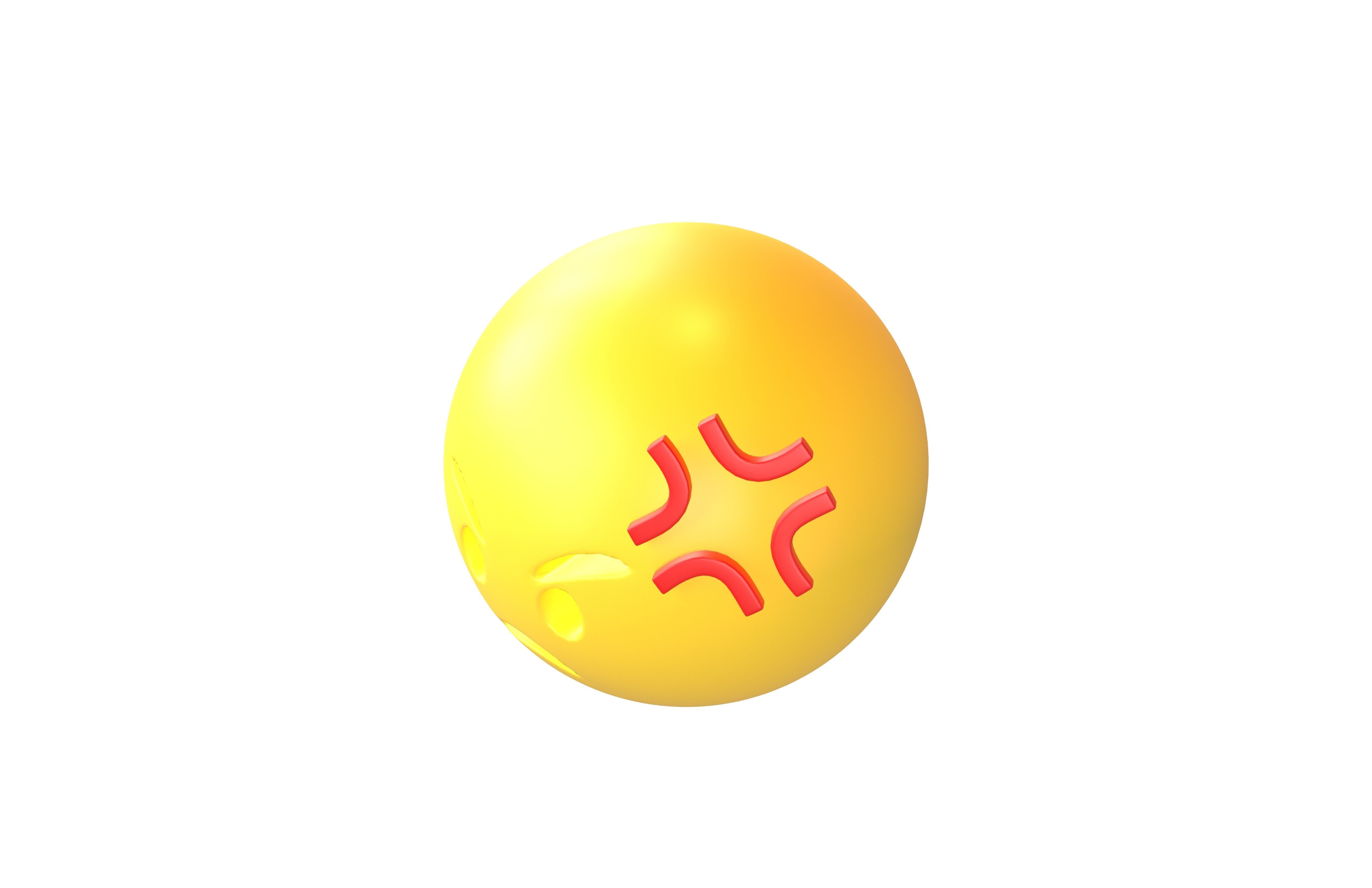 Angry Face With Anger Symbol v1 001 Low-poly 3D model_2