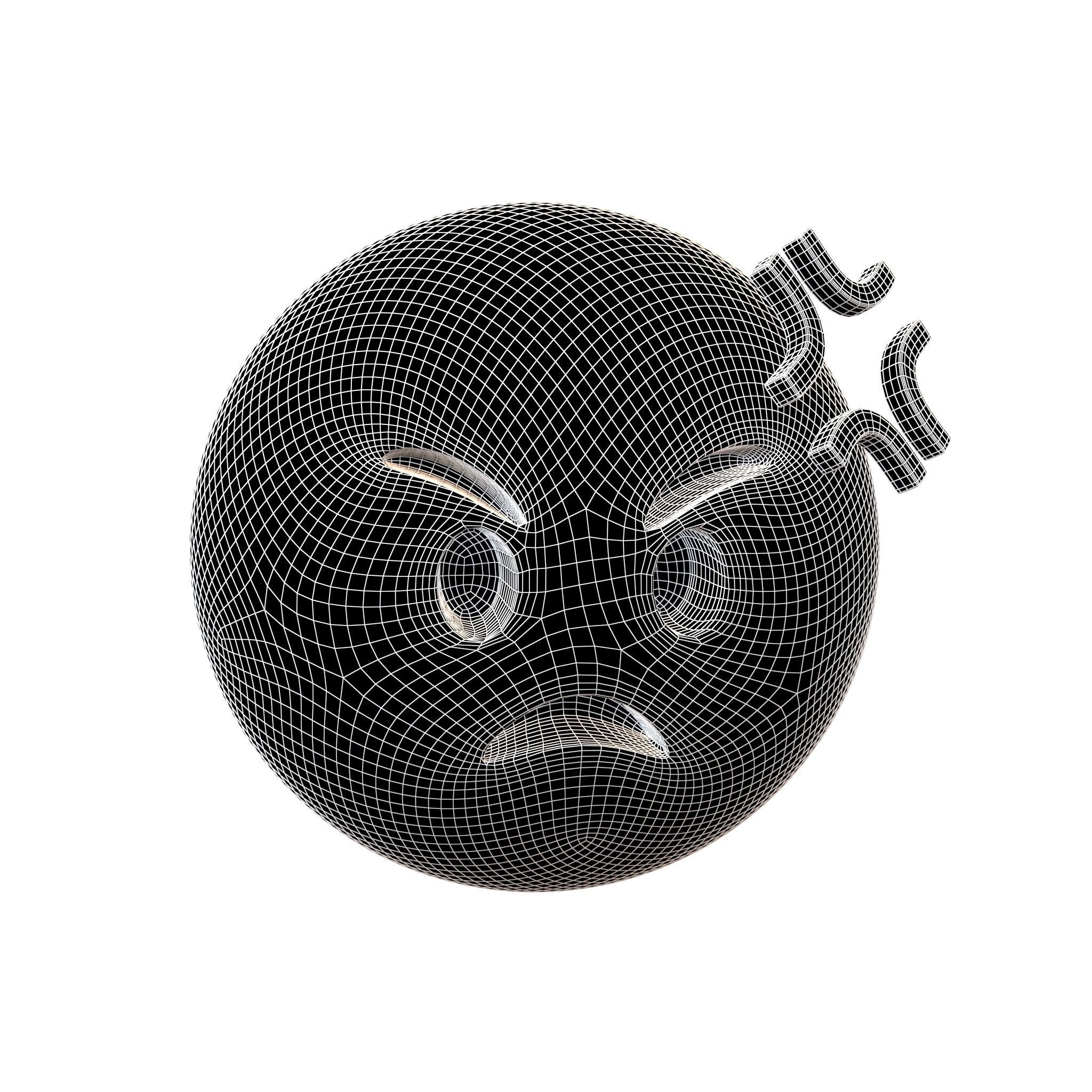 Angry Face With Anger Symbol v1 001 Low-poly 3D model_4