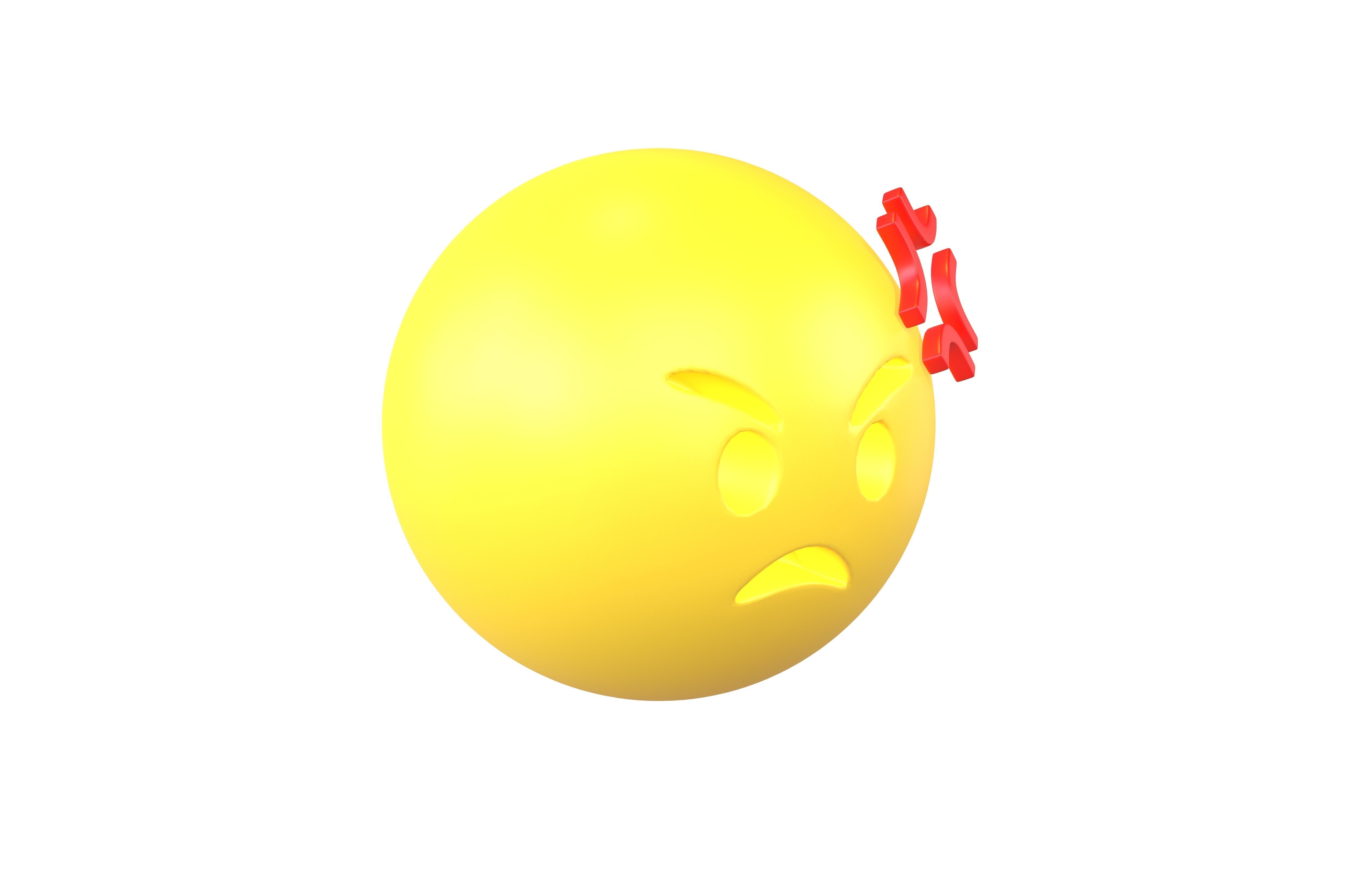 Angry Face With Anger Symbol v1 001 Low-poly 3D model_1