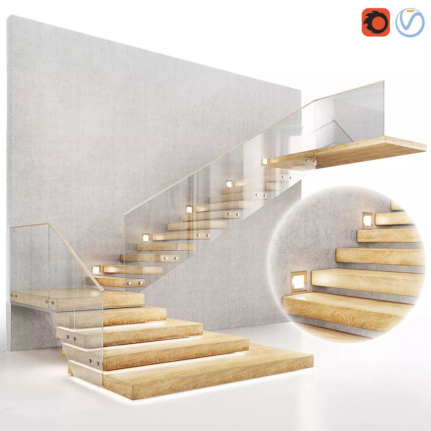 Staircase 01 3D model_0