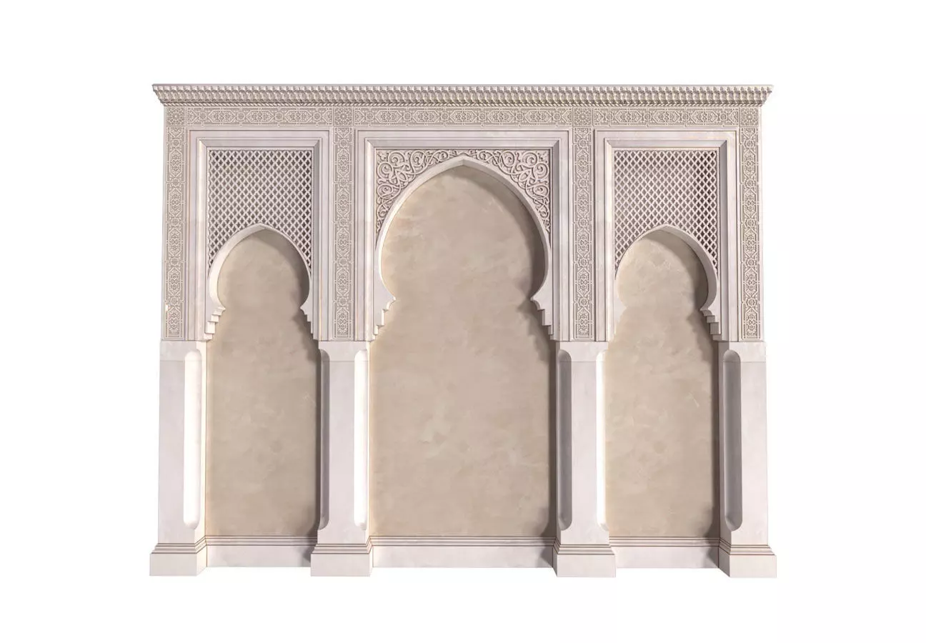 Oriental style arch Arabic wall Oriental Wall paneling 3D model_0