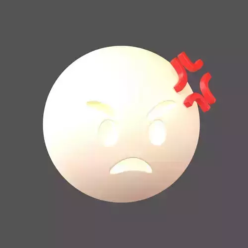 Angry Face With Anger Symbol v1 003 Low-poly 3D model