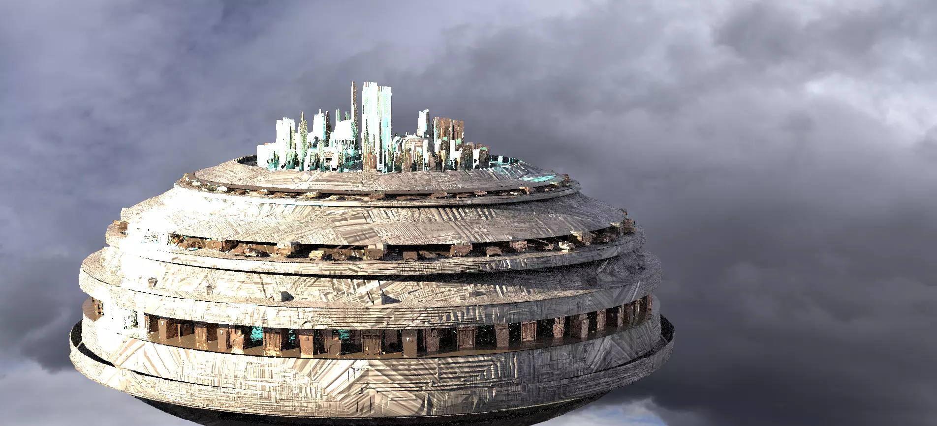 Floating Future Cityscape 3D model_0