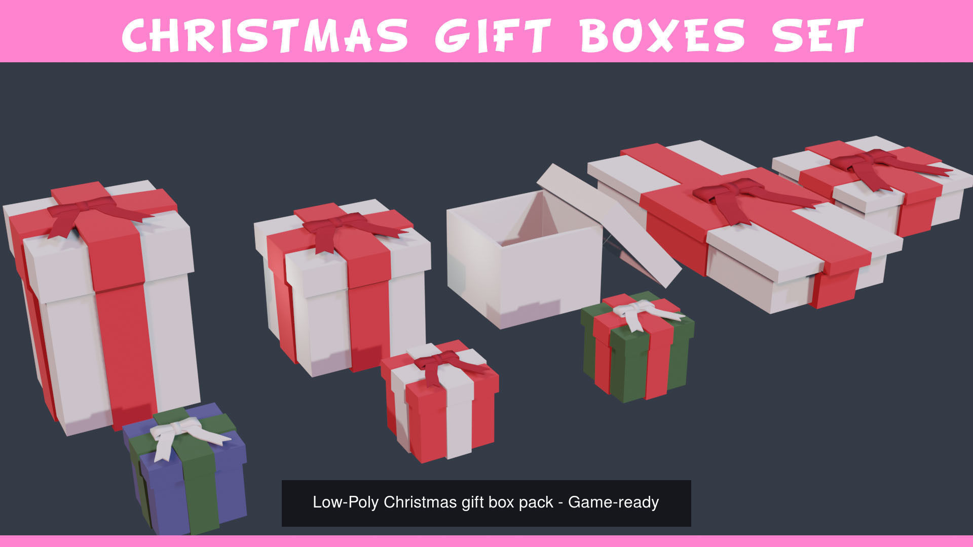 Christmas Low-Poly Decoration Props Pack 3D Model Collection_2