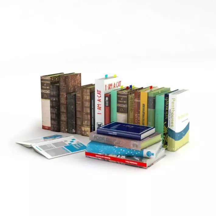 Educational Books Set 3D model_0