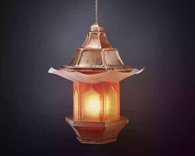 AsianLantern01 copper lantern hanging 3D model