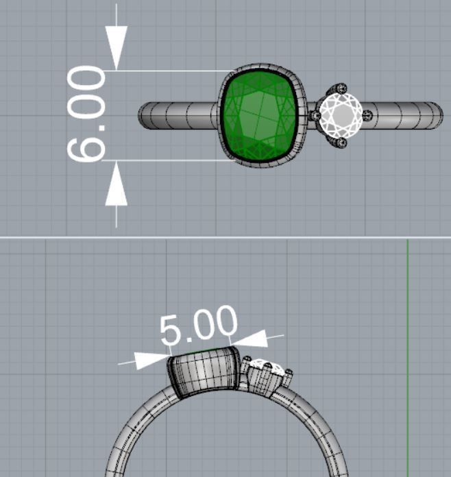 Cushion Bezel and diamond Ring 3D print model_15