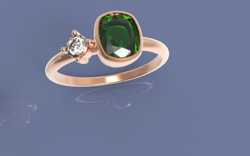 Cushion Bezel and diamond Ring 3D print model_4