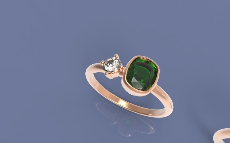 Cushion Bezel and diamond Ring 3D print model_3