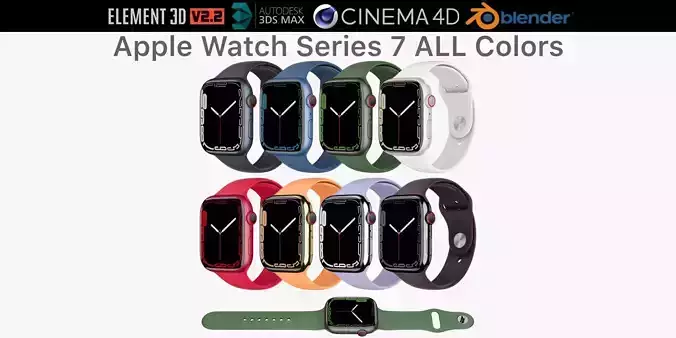 Apple Watch Series 7 all colors 3D model