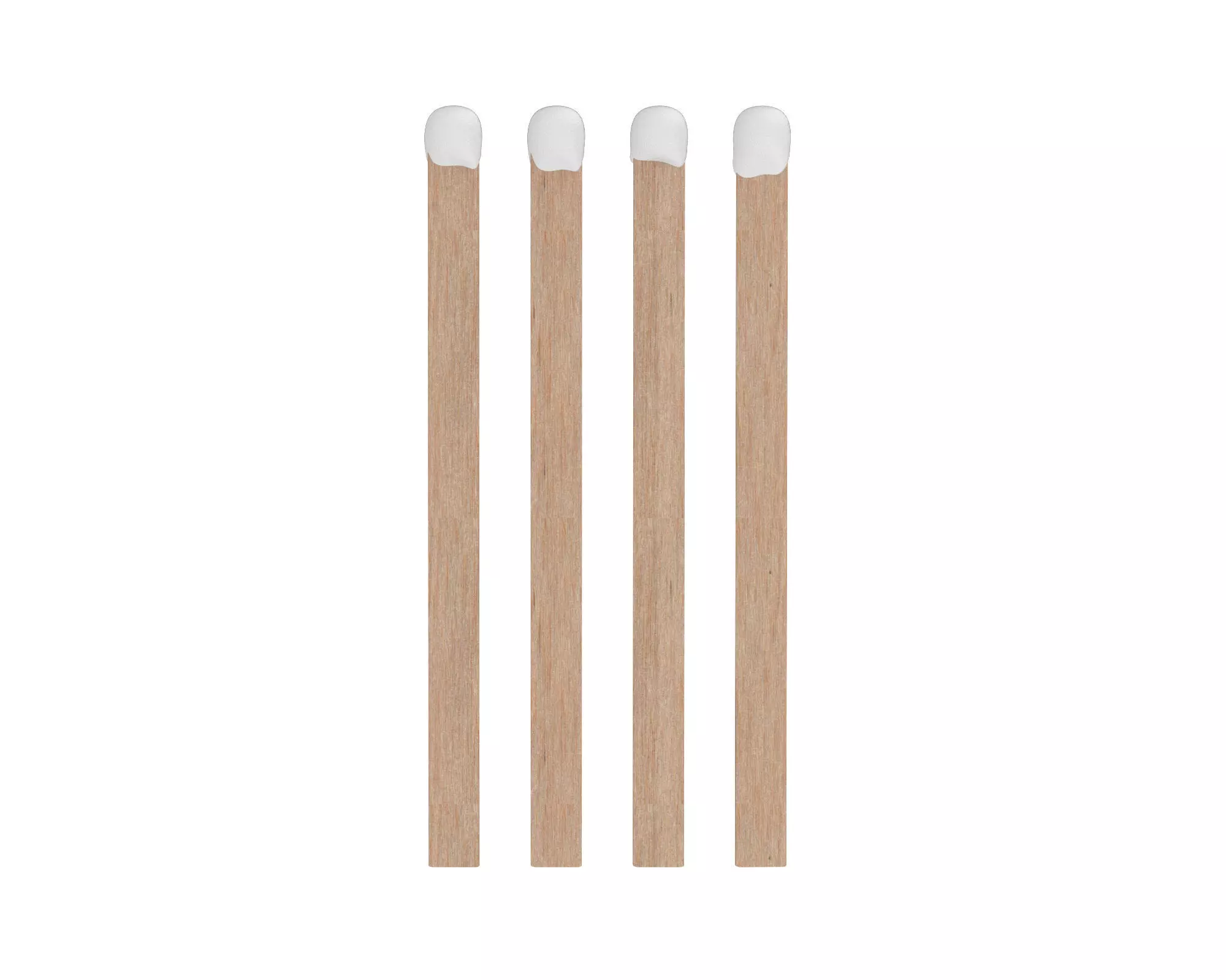 3D Matches four wooden match sticks Low-poly 3D model