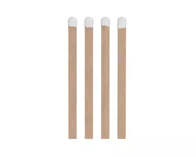 3D Matches four wooden match sticks