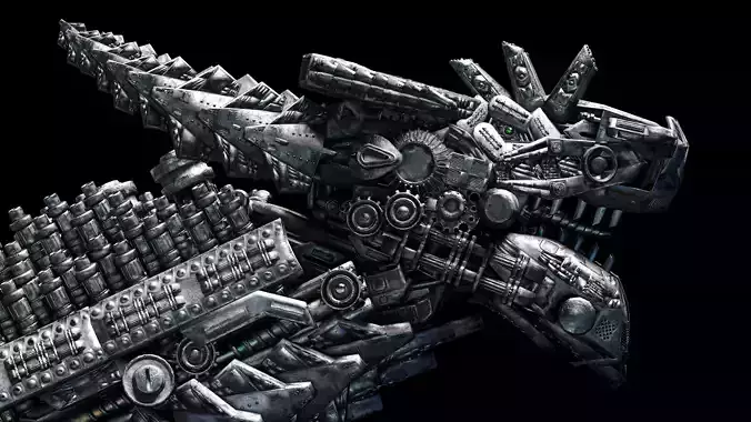 PBR Steampunk Dragon - 16K Textures